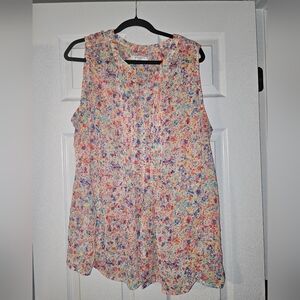 Sheer Polyester button down tank, 1X